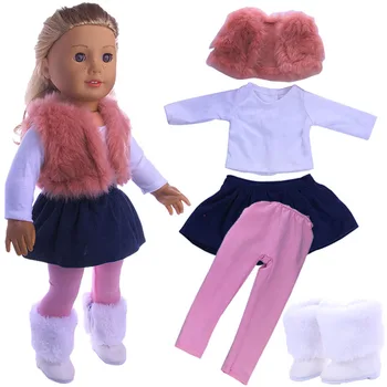 

4 Pcs American Doll Clothes Vest T-shirt Dress Tights For 18 Inch American&43 CM Reborn Baby New Born Doll Girl's Russia DIY Toy