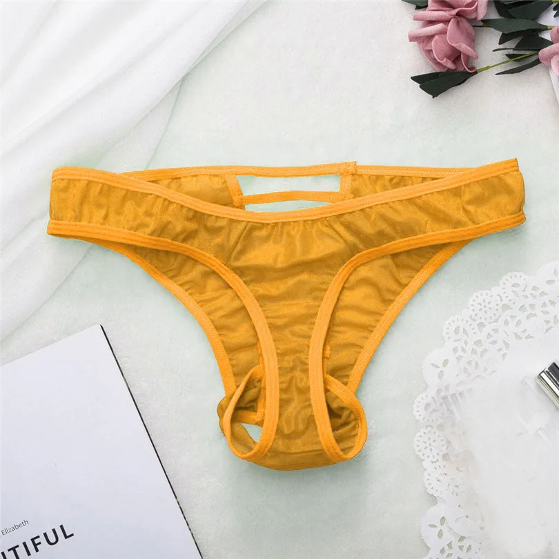 sexy panties Fashion Men's panties Underwear Sexy Full lace Strap glass yarn string thong T pants Underpants Lingerie #3O11 (1)