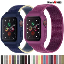 

Case+strap for Apple watch band 44mm 40mm iWatch band 42mm 38mm Nylon Loop watchband bracelet apple watch serie 6 5 4 3 se