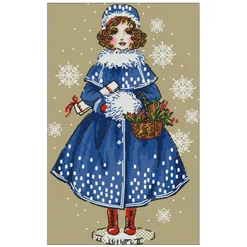 

Girl with basket patterns Counted Cross Stitch 11CT 14CT DIY Chinese Cross Stitch Kits Embroidery Needlework Sets home decor