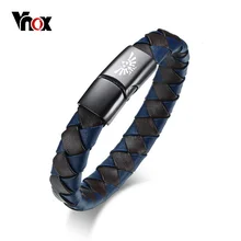 Vnox повседневные плетеные настоящие браслеты из настоящей кожи для мужчин браслет легенда о Зельде мужские ювелирные изделия из нержавеющей стали Pulseira