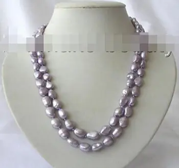 

stunning 19" 2rows 8-9mm baroque lavender freshwater cultured pearl necklace h755