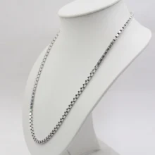 Настоящее S925 Серебряное ожерелье для мужчин и женщин цепь 4 мм коробка модная цепочка 22 ''L подарок ожерелье
