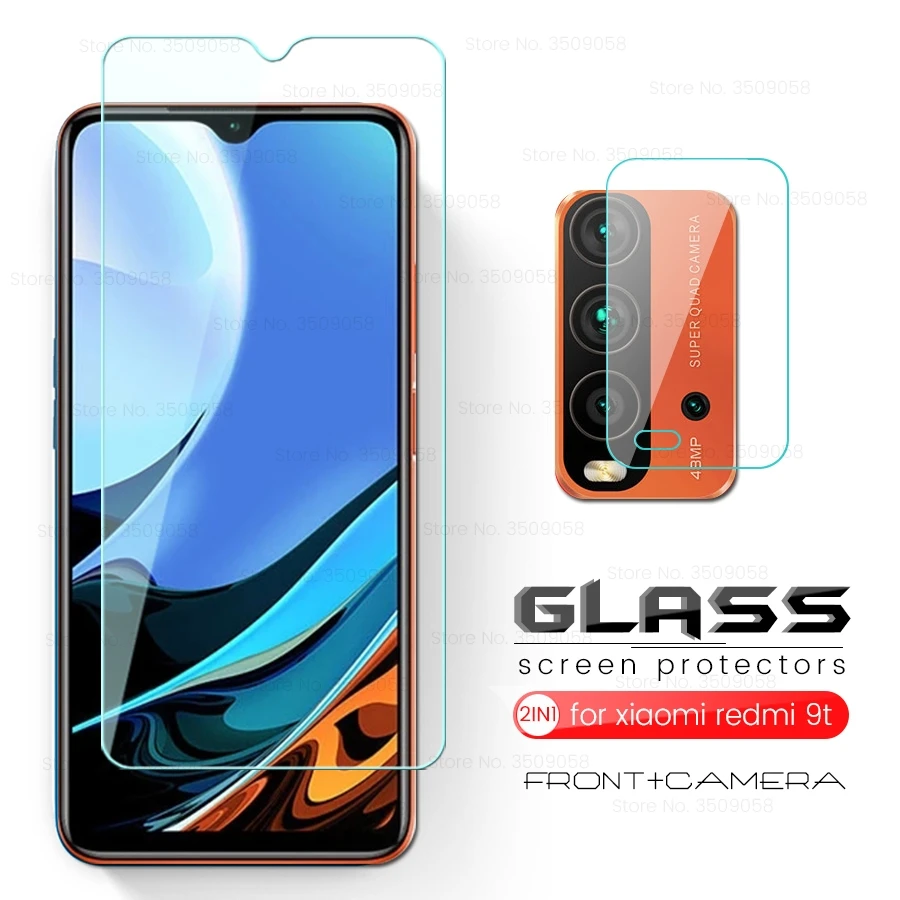 Cubierta protectora de lente de cámara para xiaomi redmi 9 t, protectores de pantalla de vidrio templado para redmi9t readmi redme 9 t, película de 6,53 pulgadas