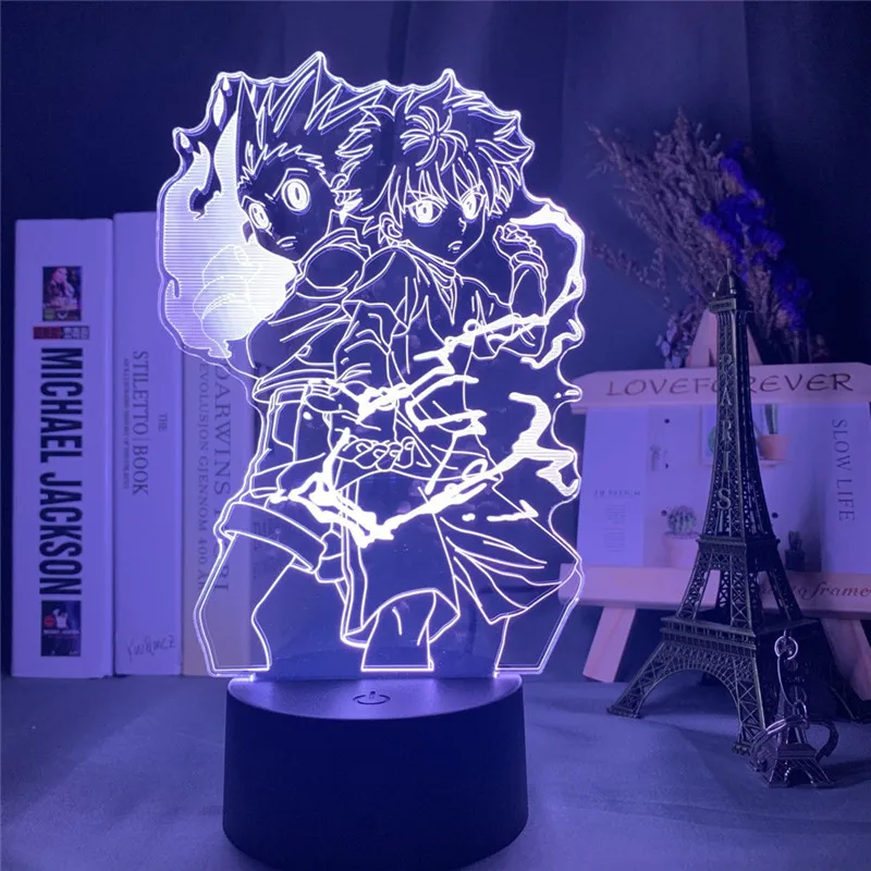 HUNTER×HUNTER Gon and Killua Figure 3d Anime Night Light LED 3d Illusion Table Night Lamp Bedroom Lampara for Home Gift Toys