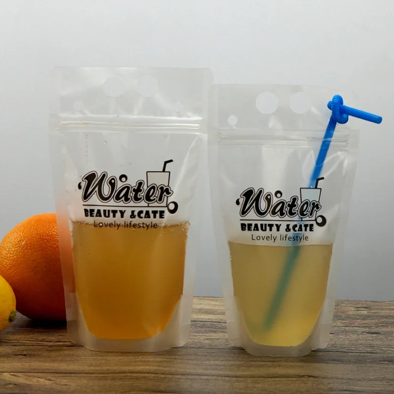 50pcs Water pattern zip lock stand up plastic bags juice drink beer milk tea packages 500ml large transparent seal sealing pouch1