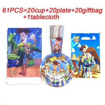 

Toy Story Gift Bags Birthday Party Decoration Kids Boy Set Cartoon Toy Story 4 Theme Party Supplies Paper Plates Cups Tablecloth