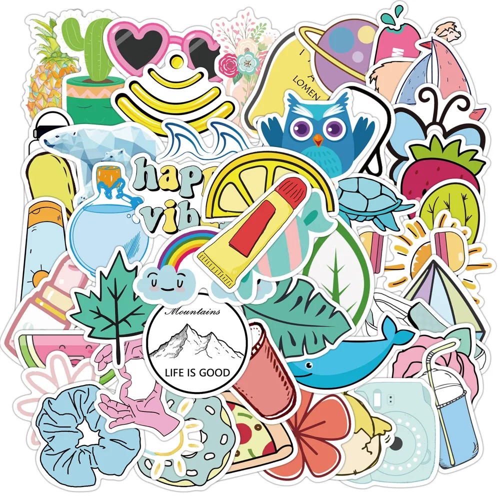 

50PCS Cartoon Simple Girls Kawaii Stickers for Chidren Toy Waterproof Sticker To DIY Laptop Helmet Car Decals Free Shipping