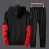 Men Tracksuit Sweat Suits Mens Patchwork 2 Piece Hoodie+Pants Set Hip Sweatpants Hop Fashion Streetwear Sports Clothing Set 4XL 5