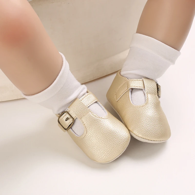 Infant Newborn Baby Girls Princess Non-Slip Floral Border Shoes Toddler Baby Soft PU Leather Prewalker Shoes Solid First Walkers