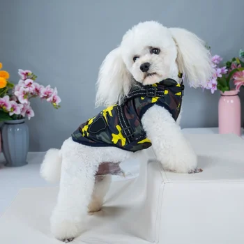 

S-XXL 2 In 1 Dog Clothes Jacket Pet Autumn Winter Skiing Costume Cotton Outfit Durable Chest Strap Harness Thicken Warm Dog Coat