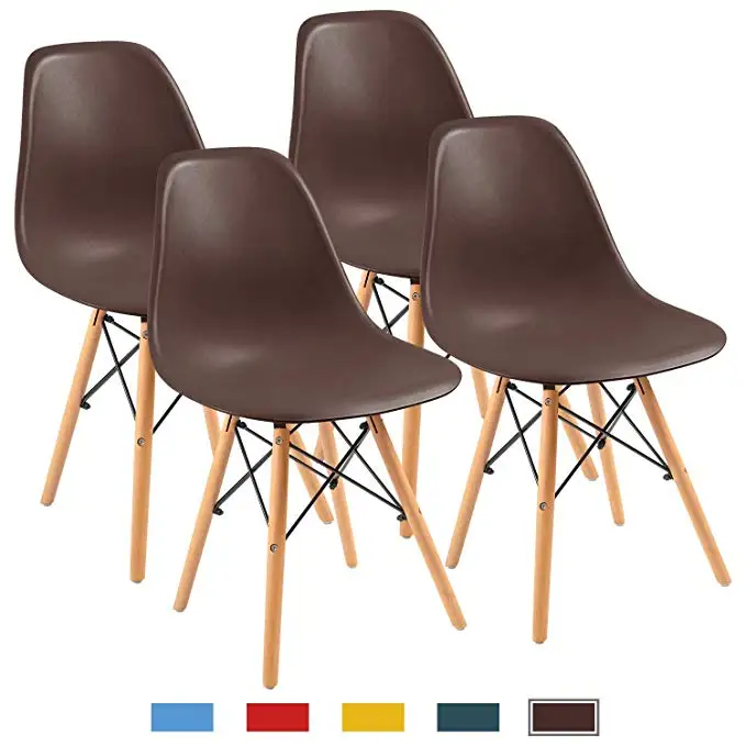 Скандинавский минималистичный стул для столовой пластиковый стул для офиса столовая Бар спальня гостиная простые стулья набор из 4 - Цвет: Brown