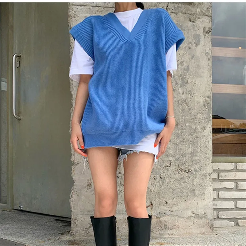 

2020 New Fashion Loose Casual Knitted Vest Vest Sweater
