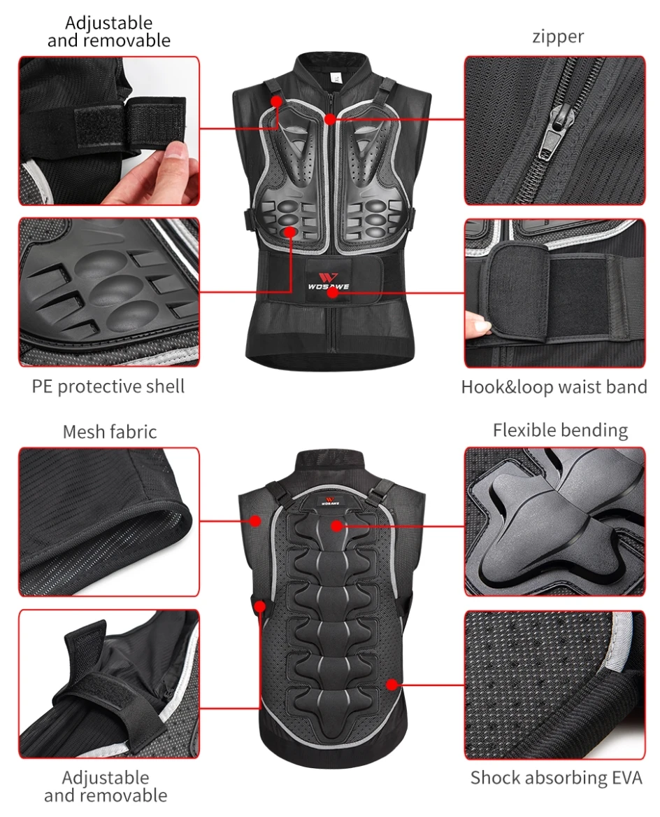 Motorcycle Armor Motorcycle Body Armor Body Protector Motorcycle Armor Vest Motorcycle Jackets Motorcycle Armor Pads Motorcycle Armor Accessories WOSAWE Motorcycle Jacket Men Full Body Armor Motocross Racing Protective Gear Chest Protection Off-road Anti-drop Jacket