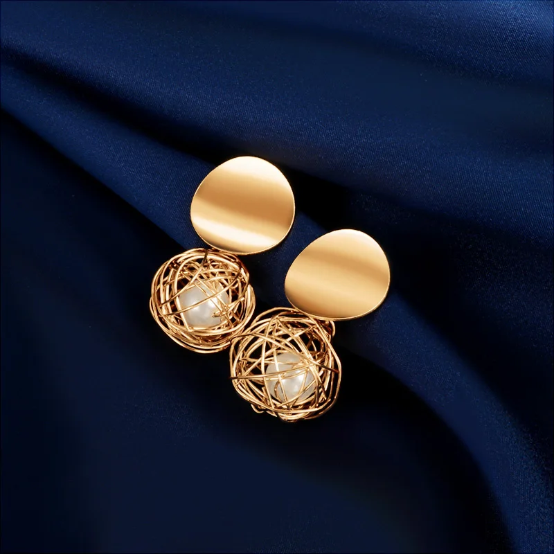X&P Hot Geometric Earrings Metal Drop Earrings For Women Vintage Statement Gold Big Hanging Dangle Earring Brincos Jewelry - Окраска металла: Gold 7