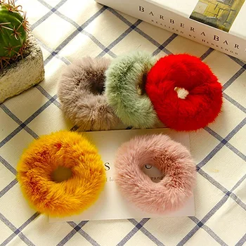 

Rabbit Hair Soft Elastic Hair Bands Women Girls Cute Scrunchie Ponytail Holder Rubber Band Fashion Hair Accessories