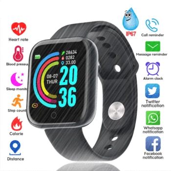 

Y68 Smart Watch Men Waterproof Bluetooth Sport Fitness Tracker Heart Rate Monitor Man Women Wearable Watch For IPhone Xiaomi