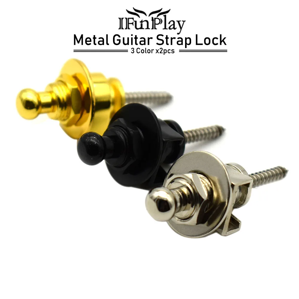 2Pcs Guitar Strap Lock Button Schaller Style Strap Enpin lock for Acoustic Electric Bass Metal
