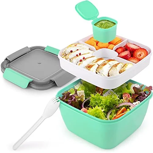 FORZAROCKET Bento Lunch Box Salad 57-Oz Leakproof 4 Compartment Tray For  Toppings Salad Lunch Contai…See more FORZAROCKET Bento Lunch Box Salad  57-Oz