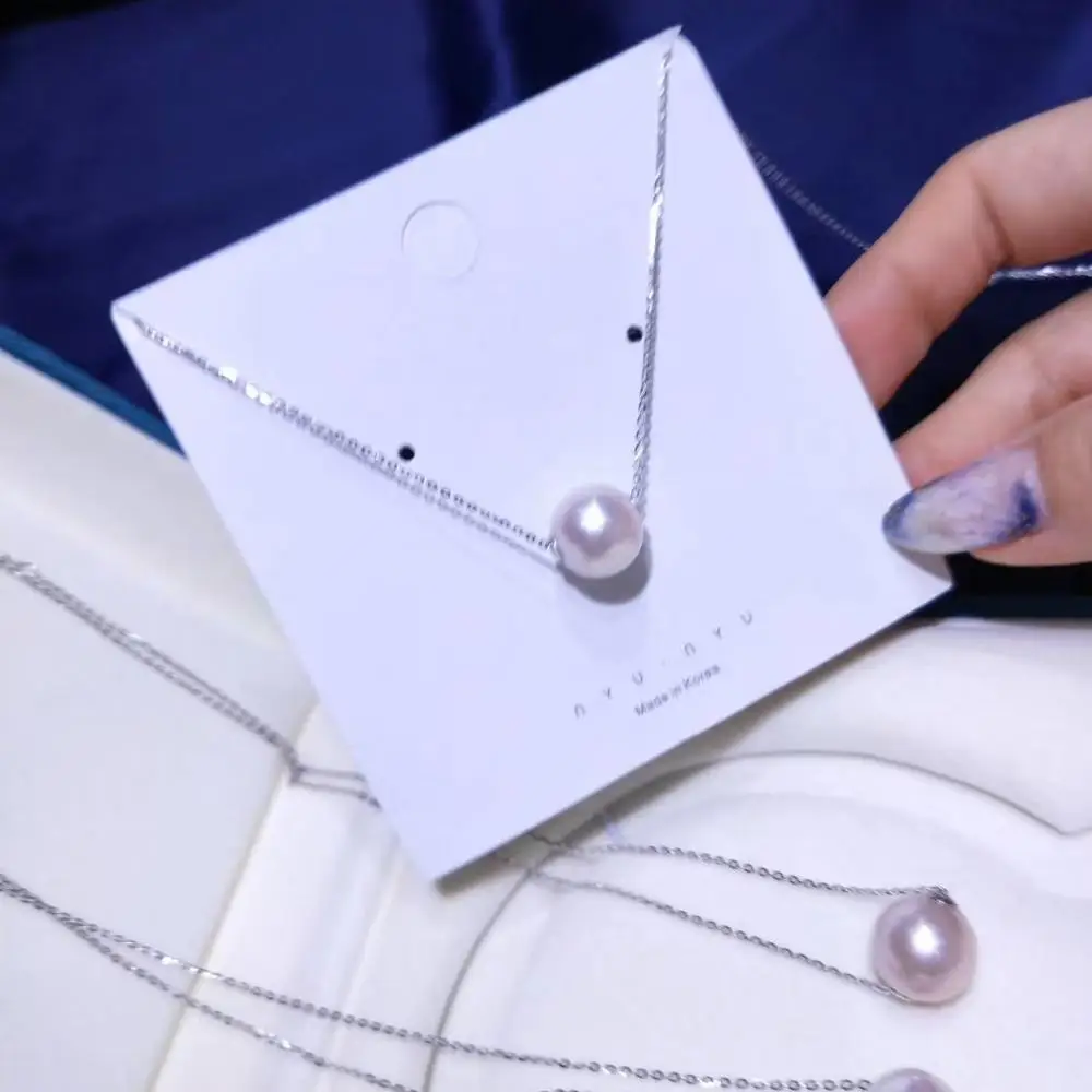 

S925 sterling silver O-Chain Classic natural freshwater white round pearl 11mm necklace