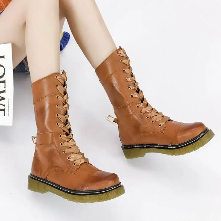 

Boots Women Shoes Woman Boots Fashion Flat Ankle Boots 2019 Autumn New Retro Fashion Lace Non-slip Boots 35-43 Size Boots X201