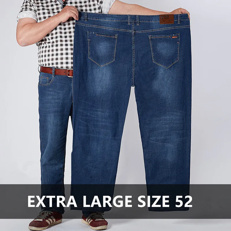 Classic Stretch Jeans Men Oversized Plus Size Big Denim Male Loose Elastic  Pants 44 46 48 50 52 High Waisted Long Work Trousers - Jeans - AliExpress