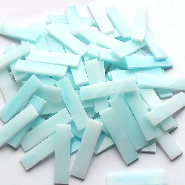 Mixed Color 1 X 4 Cm Square Stained Glass Strip Clear Glass Mosaic Pieces DIY Mosaic Tiles Hobbies Art Crafts Material 100g 17