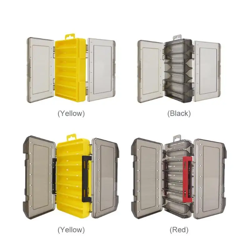 Details about / Double Sided Fishing Tackle Box 12 14 Compartments Lure Hook Storage Box