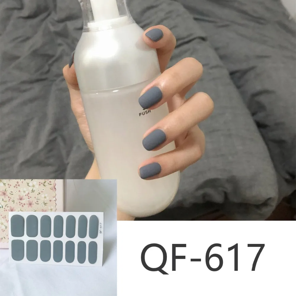 14tips/sheet Milk Heart Nail Wraps Polish Decals Strips Jump Cross Color Glitter 3D Adhesive Full Nail Art Stickers Matte Nails