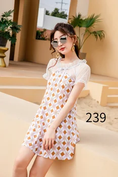 

cover ups Swimdress 2020 Beach Dress Swimsuit Bikini Sexy Summer Dress Lace Bow Cover Up dress Skirt Swimwear Robe Plaid Skirt