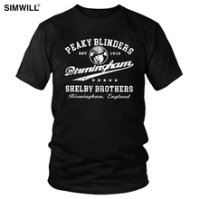 Винтажная пики блиндерс футболка для мужчин хлопок ТВ Вентилятор Футболка короткий рукав Уличная футболка с коротким рукавом Tommee Shelby футболка Мерч подарок Бирмингема одежда