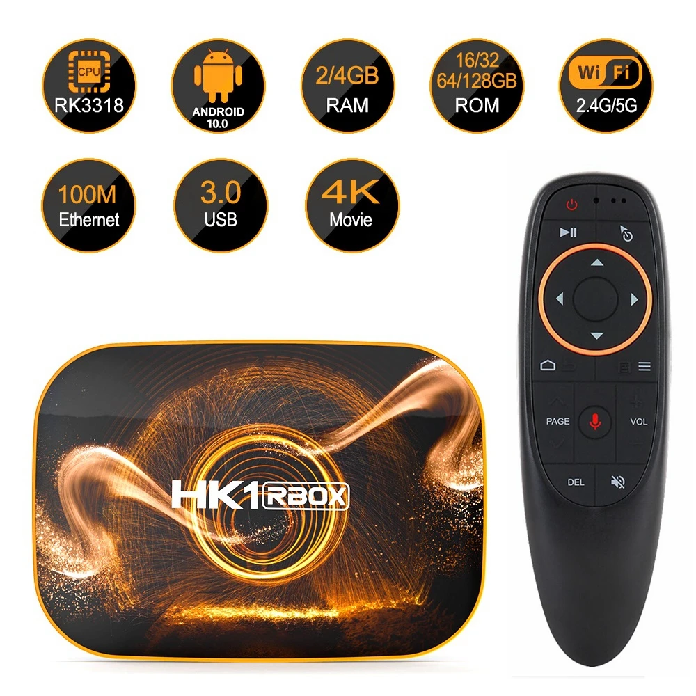 ТВ-приставка HK1 RBOX R1 Android 3318 4K Rockchip 2 4 Гб ОЗУ 64 ПЗУ 1080/5 ГГц двойной Wi-Fi BT P H.265 умный