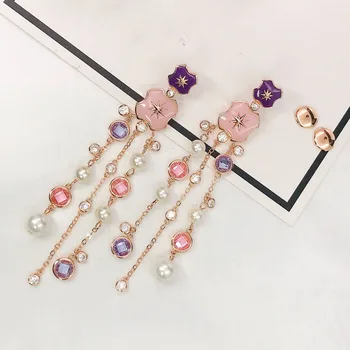 

High Quality Fashion 925 Silver Pin Flower Pearls Tassel Drop Earrings for Women Luxury Party Jewelry