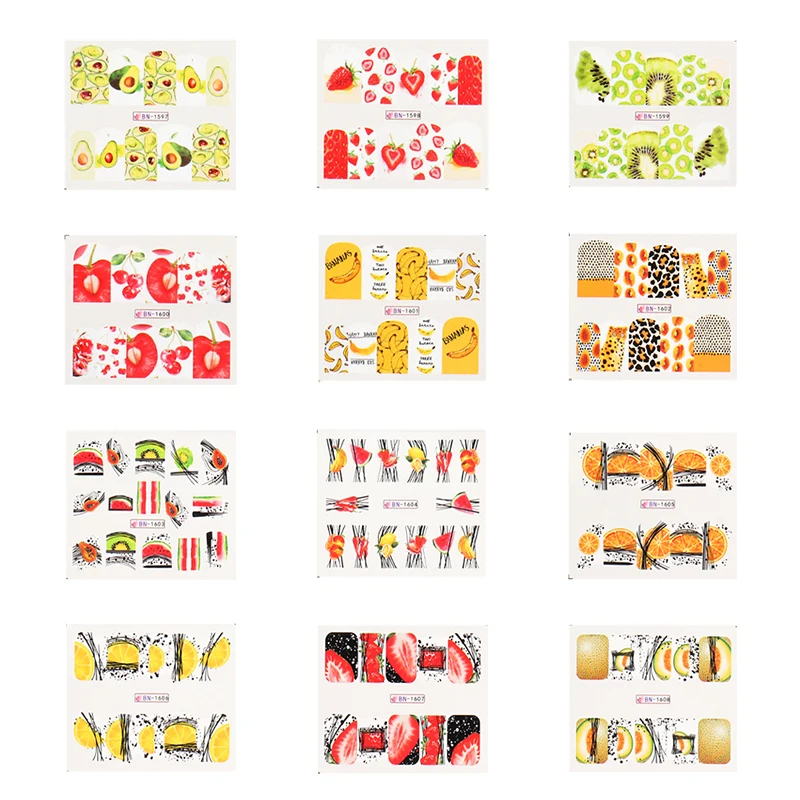 

1PC Nail Stickers Colorful Fruit Leopard Print Nail Art Decorations Girl Slide Manicure DIY Decor Water Transfer Decal