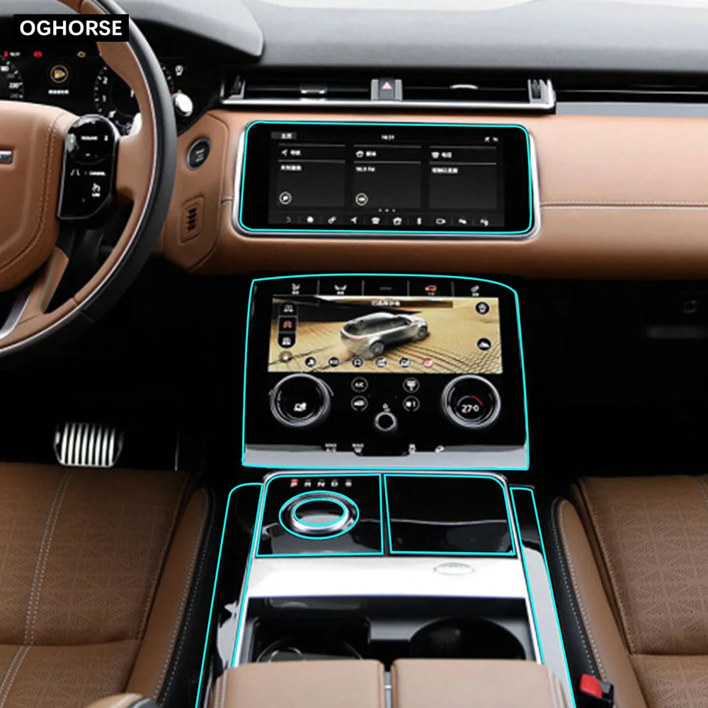 Бумагорез ТПУ стикер прозрачный автомобиль Интерьер экран консоль панель прозрачная защитная пленка для Range Rover Velar
