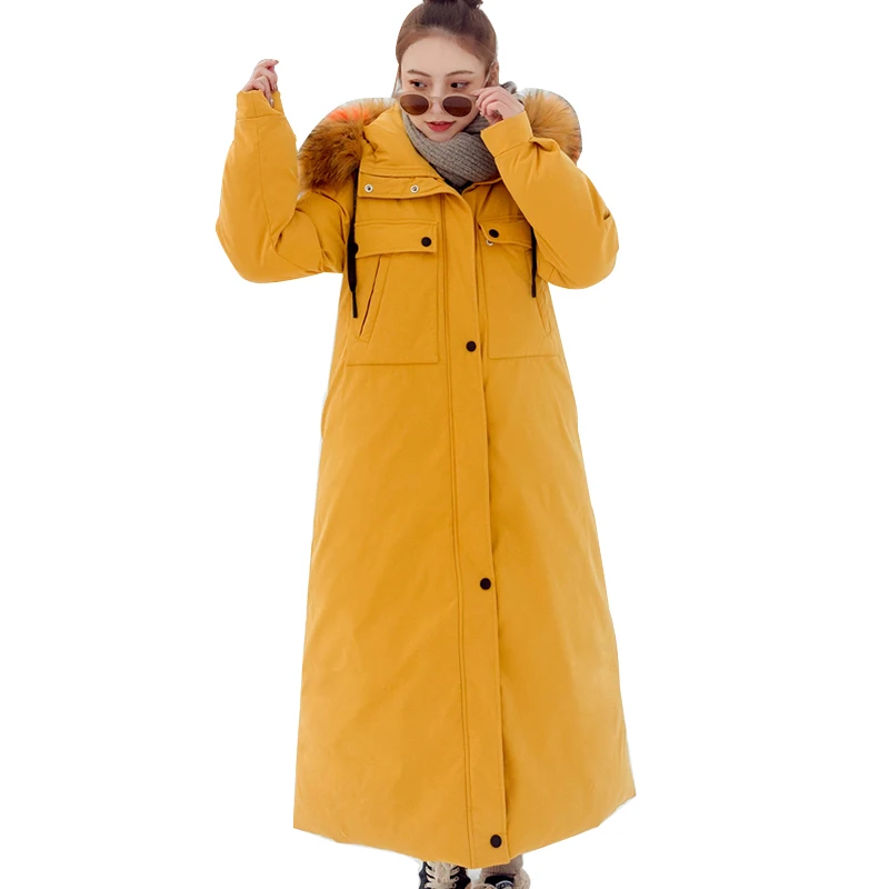 

X-long Winter Jacket Women 2019 Fashion Fur Collar Hooded Parka Female Thick Warm Cotton Coat Slim Plus Size Down Parka Outwear