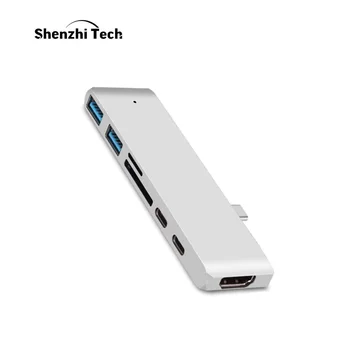 

USB C Hub Aluminum Multi Adapter with 4K HDMI SD Card Reader Type-C Charging Port USB 3.0 Hub 7 in 1 for MacBook Laptop Desktop
