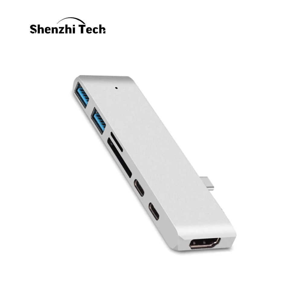  USB C Hub Aluminum Multi Adapter with 4K HDMI SD Card Reader Type-C Charging Port USB 3.0 Hub 7 in 