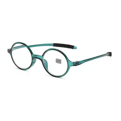 Vintage Fashion Round Reading Glasses with Spring Hinge and Lightweight Design - +400 (A - green)