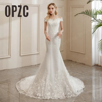 

real photo new style boat neck off shoulder beautiful Luxury lace Mermaid wedding dress 2020 for wedding Vestido de noiva 2-22w