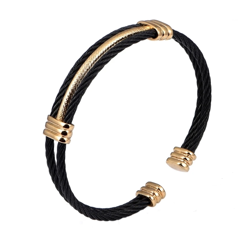 Hot Sale Stainless Steel Jewelry Wire Knot Cuff Bracelet Gold Color Bracelets & Bangles For Men & Women Infinite Open Bangle