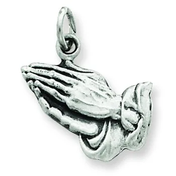 Kinitial DIY Antique Silver Vintage Pray Hand Pendant Charms Floating Pray Good Luck Hand Pendant Slide Pendant Supplies