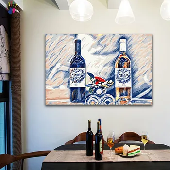 

DIY colorings pictures by numbers with colors Red wine bottle blue picture drawing painting by numbers framed Home