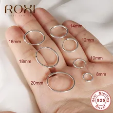 ROXI 10pcs Multi Size Oor Bone Hoop Oorbellen Voor Vrouwen Sieraden Echte 925 Sterling Zilveren Oorbel Kleine Ronde Cirkel oorbellen Hoepel(China)