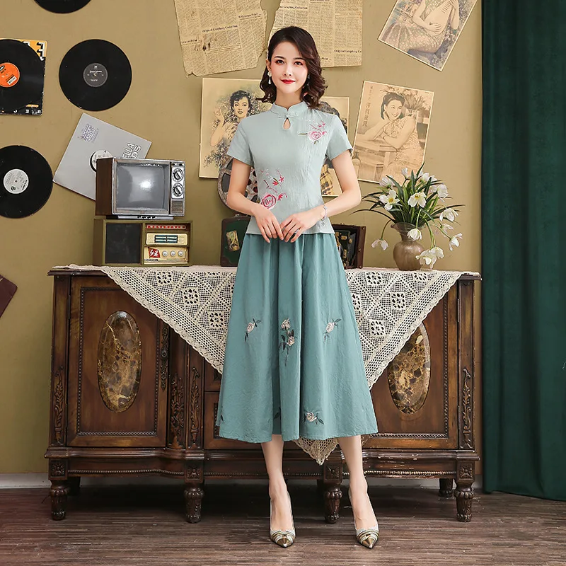   ڼ Hanfu 巹 Cheongsam ž ߱ Ƽ 콺   ߱ ٶ ư   Ʈ Ƿ