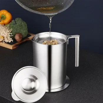 

Stainless Steel Oil Filter Large Capacity Dustproof Bottle Oil Strainer Pot Container Jar Storage Can With Filter Cooking Oil