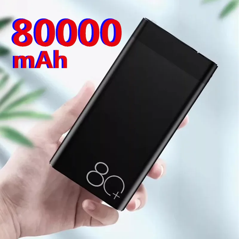 Большая емкость 80000 mAh банк силы Быстрая зарядка двойной USB быстрая Powerbank для iPhone