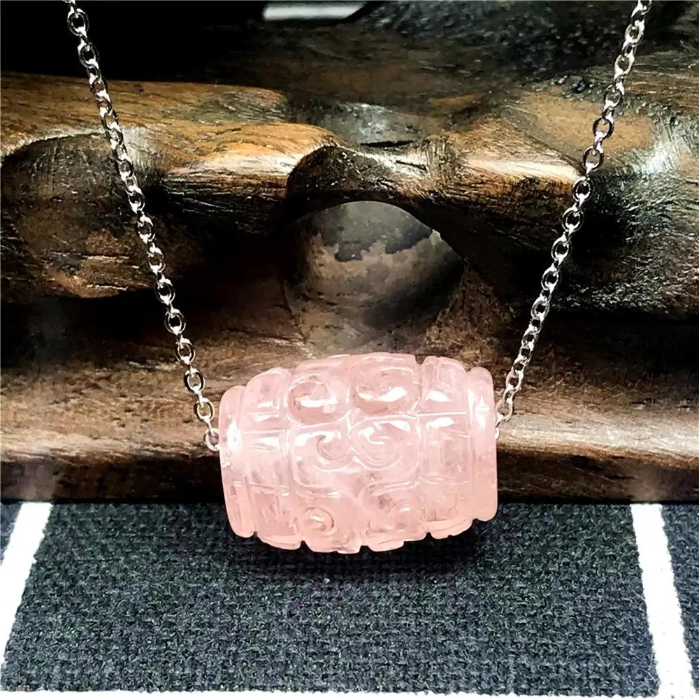 

Genuine Natural Pink Morganite Pendant Necklace Jewelry For Woman Man Berry Crystal 15x11mm Beads Stone 925 Silver Chains AAAAA