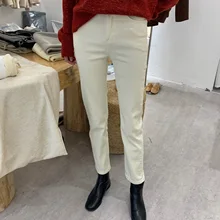 Высокая талия маленькие прямые трубы плисовые Джинсы женские свободные зимние Новые микро широкие ноги Экстра толстые черные брюки для женщин