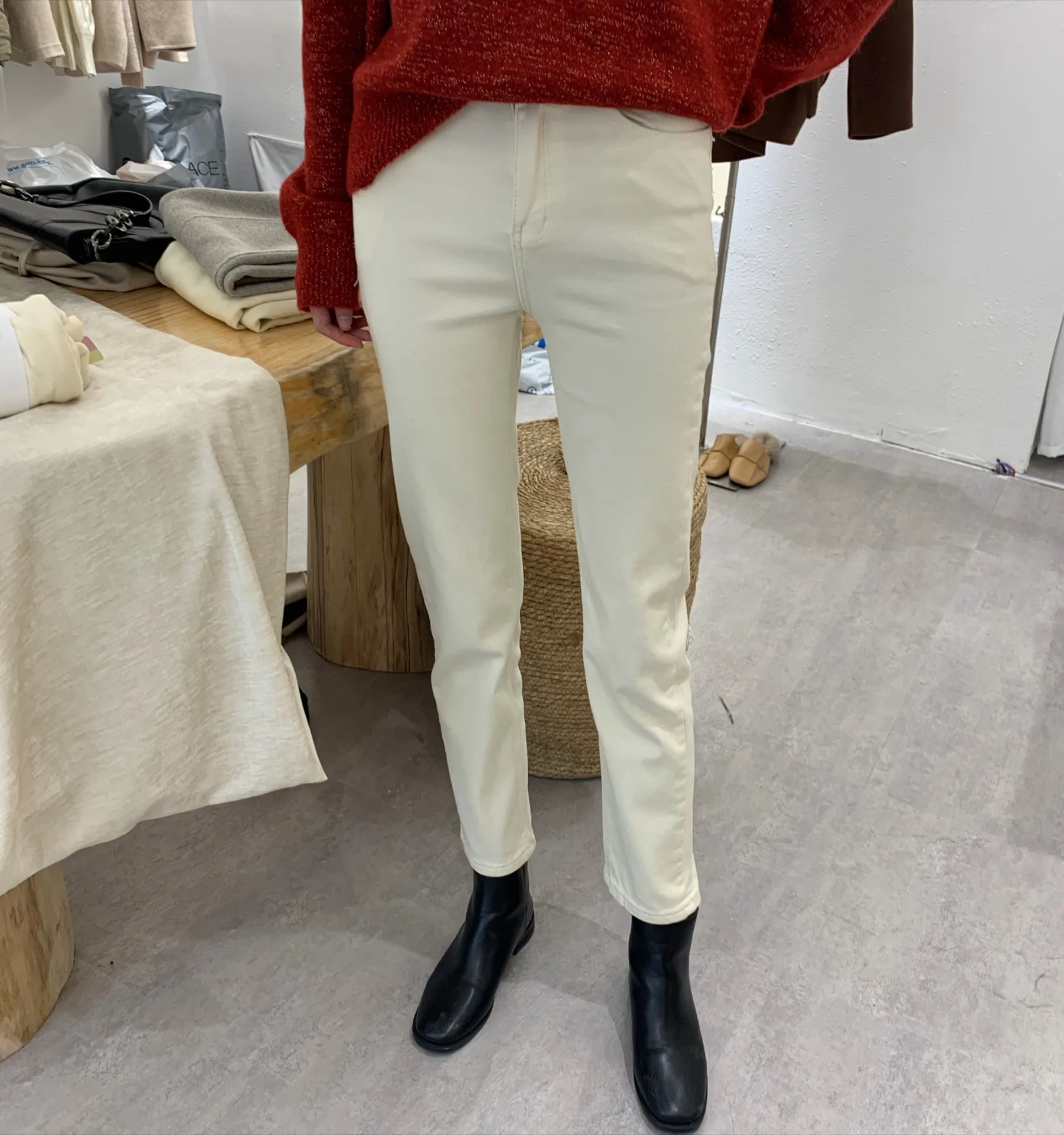 

High Waist Small Straight Tube Plush Jeans Women's Loose Winter 2020 New Micro Wide Leg Extra Thick Black Pants Women